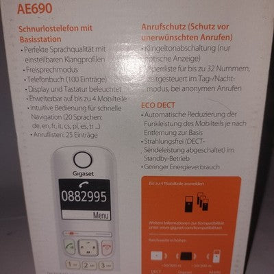 Gigaset AE690 NEU Schurloses Telefon +Basisstation Freisprech DECT leuchttasten