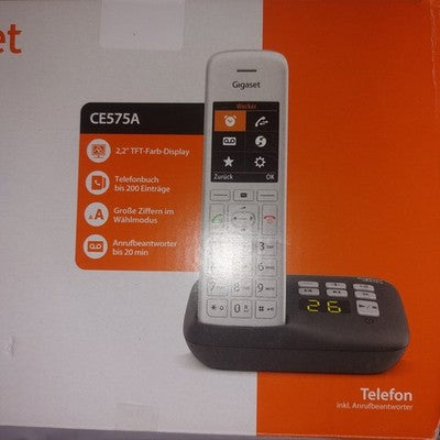 Gigaset CE575A WieNEU Schnurlostelefon Akku silber Anrufbeantworter Farbdisplay