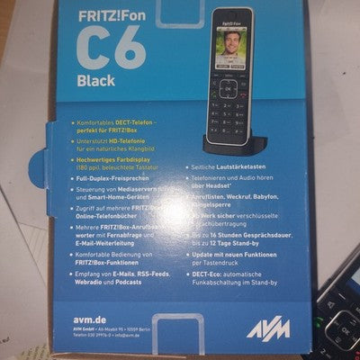 AVM Fritz!Fon C6 +Ladeschale Schnurlos DECT HD Telefon schwar z.B. für FRITZ!Box