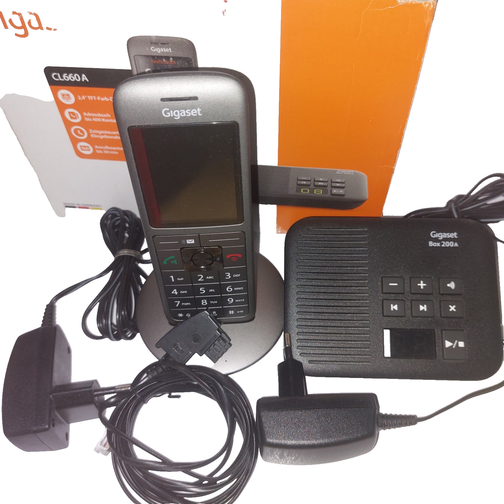 Gigaset CL660A +Box 200 wieNEU Akku anthrazit SchnurlosTelefon DECT Farbdisplay