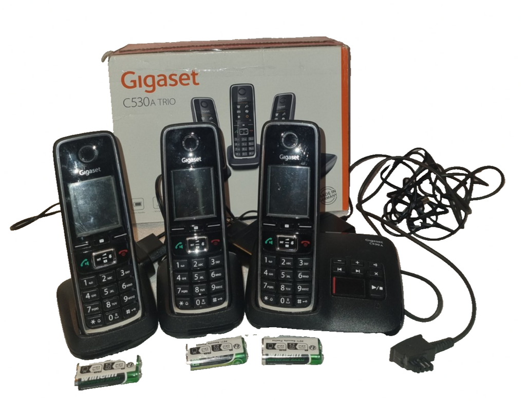 Gigaset C530A Trio SchnurlosTelefon 3 DECT Mobilteile Anrufbeantworter AkkusKabe