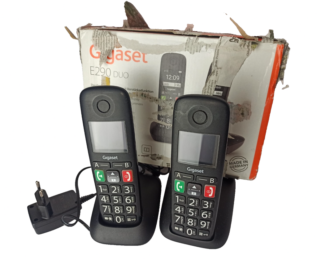 Gigaset E290 Duo wie NEU 2 Telefone Basis Ladeschale Netzteile DECT Telefon OVP